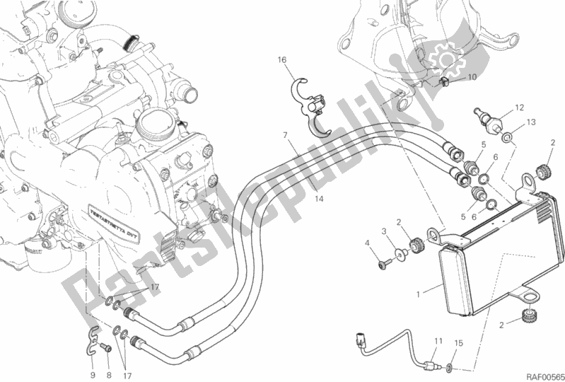 Tutte le parti per il Radiatore Dell'olio del Ducati Multistrada 1200 ABS 2017